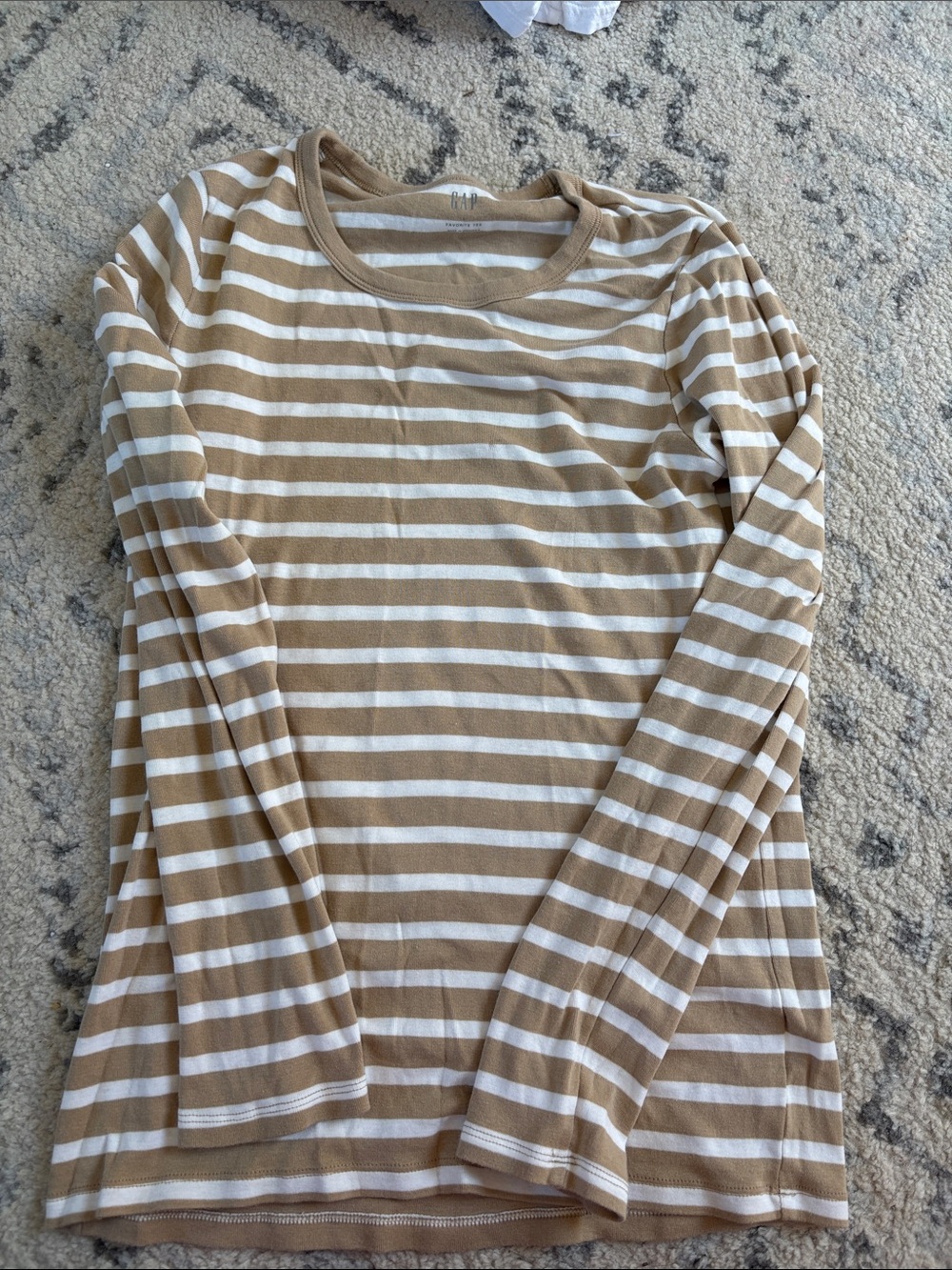Gap taupe and White Striped Long Sleeve Tee
